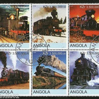 Angola 2000 Steam Locomotive Railway Transport Setenant BLK/6 Cancelled # 13509