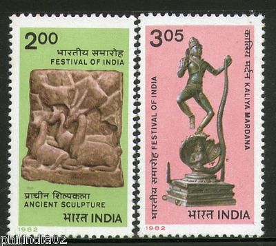 India 1982 Festival of India UK Kalia mardan Hindu Mythology Phila-886a Set MNH