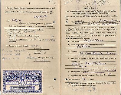 India Fiscal Indore State 8 As Motor Vehicle Fee T25 on Permit Document # 15032A