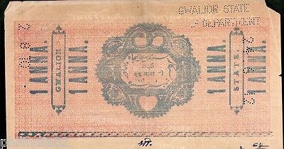 India Fiscal Gwalior State 1 An Stamp Paper Type 55 KM 551 Used # 10723