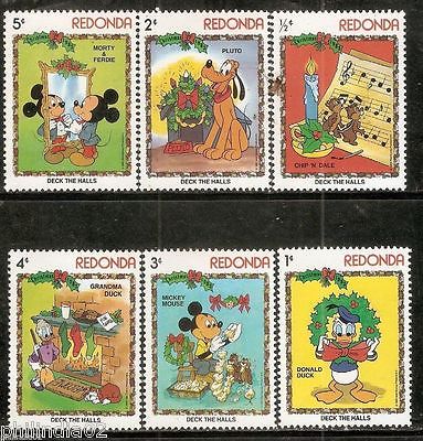 Redonda 1983 Walt Disney Animation Cartoon Film Mickey Mouse Pluto Christmas 6v MNH