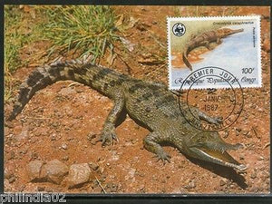 Congo 1987 Crocodiles Reptiles Wildlife Sc C368 Fauna WWF Max Card # 168