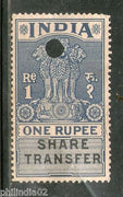 India Fiscal 1958´s Re.1 Share Transfer Revenue Stamp # 4096E