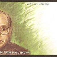India 2008 Dr. Laxmi Mall Singhvi Peace Award Winner Poet Phila- 2421 FDC