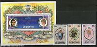 Lesotho 1981 Princess Diana & Charles Royal Wedding 3v + M/s MNH # 5564