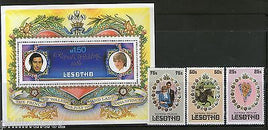 Lesotho 1981 Princess Diana & Charles Royal Wedding 3v + M/s MNH # 5564