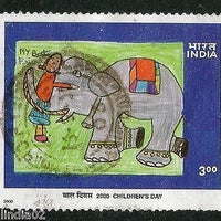 India 2000 National Children's Day Elephant Paintings 1v Phila-1795 Used Stamp
