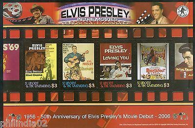 St. Vincent 2006 Elvis Presley Cinema Film Music Sc 3514 Sheetlet of 4 MNH #9051