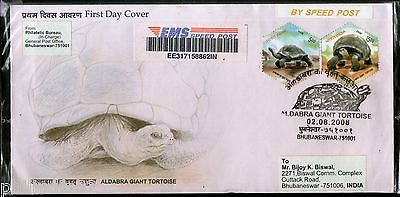 India 2008 Aldabra Giant Tortoise Reptiles Phila-2367a Commercial Used FDC - 05