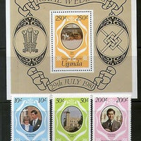 Uganda 1981 Princess Diana & Charles Royal Wedding 3v+M/s Sc 314-17 MNH # 13090