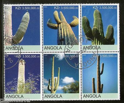 Angola 2000 Cactus Tree Plant Orchid Flora Setenant BLK/6 Cancelled # 13505