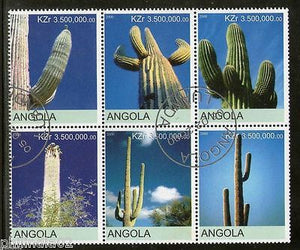 Angola 2000 Cactus Tree Plant Orchid Flora Setenant BLK/6 Cancelled # 13505