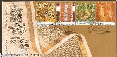 India 2009 Traditional Indian Textile Silk Sarees Embroidery 4v FDC