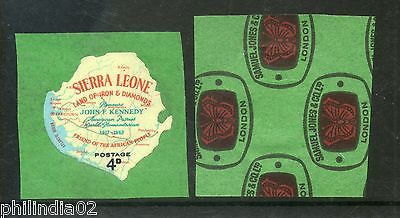 Sierra Leone 1964 4p J.F Kennedy Map Odd Shaped Self Adhesive Sc 266 MNH # 1994