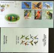 India 2016 Exotic Birds Parrots Blue Throated Macaw Wildlife Fauna 6v FDC