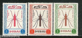 Dubai - UAE 1963 Malaria Eradication Health Mosquito Sc 22-24 3v MNH # 12937A