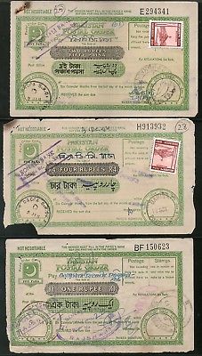 Pakistan 3 Different Postal order with additional stamps affixed used # 5065