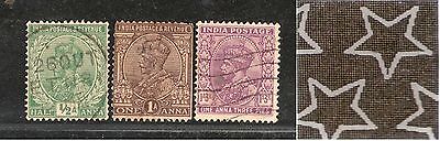 India 3 Diff KG V ½A 1A & 1A3p ERROR WMK - Multi Star Inverted Used as Scan 1297