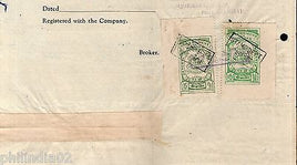 India Fiscal Bikaner State 2 Diff. Revenue on Share Transfer Document T60 #10206