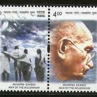 India 2001 Mahatma Gandhi : Man of the Millenium Phila-1855 Se-tenant MNH