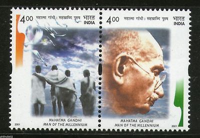 India 2001 Mahatma Gandhi : Man of the Millenium Phila-1855 Se-tenant MNH