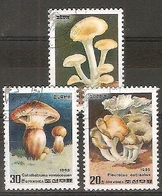 Korea 1985 Mushrooms Fungi Plants Tree Food 3v Cancelled