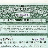 India 1984 West Bengal State Electricity Bonds 3rd Series Corrected Rs. 0.1M #45
