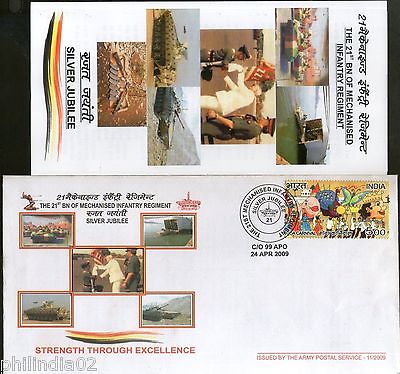 India 2009 Mechanised Infantry Regiment Miitary Coat of Arms APO Cover #18101C