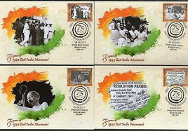 India 2017 Freedom Movement Quit India Mahatma Gandhi Set of 8 Max Cards # 6479