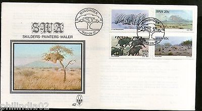 South West Africa 1983 Paintings Art Zebra Mountain Nature Sc 512-15 FDC # 6112