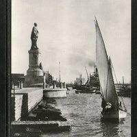 Egypt SUEZ Canal with Lesseps Statue Ship View / Picture Post Card # PC071