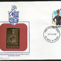 St. Kitts 1987 British & French Military Uniform Gold Replica Cover Sc 201 #9377