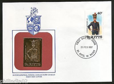 St. Kitts 1987 British & French Military Uniform Gold Replica Cover Sc 201 #9377