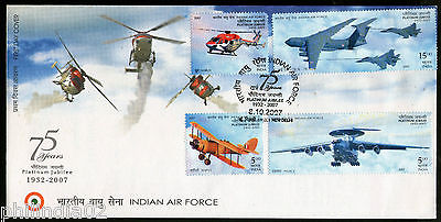 India 2007 75 Years of Indian Air force Aeroplane Phila-2306-9 FDC