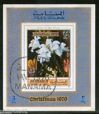 Manama - Ajman 1970 Christmas Flowers Plant Orchid M/s Cancelled # 3032