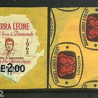 Sierra Leone 1964 2.00 Le J.F Kennedy Map Odd Shaped Adhesive Sc C18 MNH # 3730