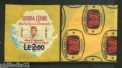 Sierra Leone 1964 2.00 Le J.F Kennedy Map Odd Shaped Adhesive Sc C18 MNH # 3730