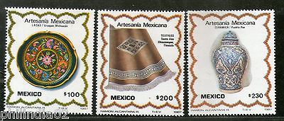 Mexico 1987 Handicrafts Lacquerware Tray Lidded Jar Blanket Sc 1480-82 MNH #1465