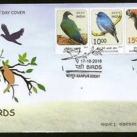 India 2016 Birds Near Threatned Pigeon Flycatcher Woodpecker Wildlife Strip FDC