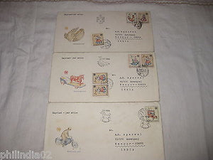 Czechoslovakia 1986 Toys UNICEF Child Survival set of 3 FDCs to India # 18471