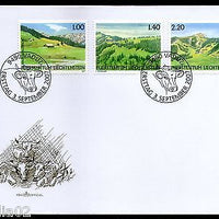 Liechtenstein 2007 Mountain Landscape Forest Cattle Cow Sc 1384-86 FDC # 7719