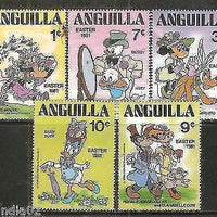 Anguilla Walt Disney Animation Cartoon Film Mickey Mouse Pluto Easter 5v MNH