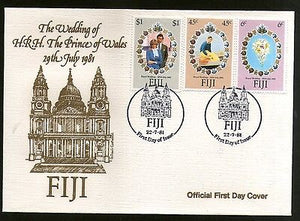 Fiji 1981 Lady Diana & Prince Charls Royal Wedding 3v FDC # 8126