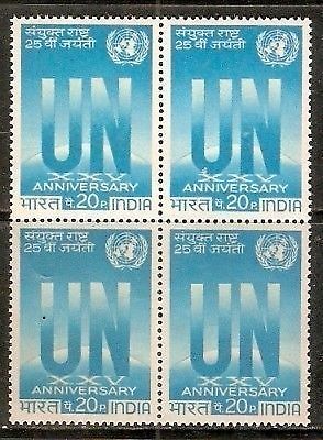 India 1970 United Nations Organisati Phila-513 BLK/4 MNH