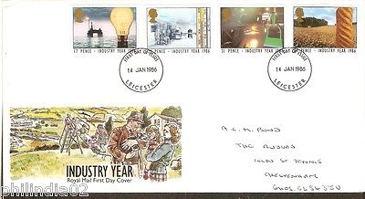 Great Britain 1986 Industry Year Energy Science Electricity Petrolium 4v FDC