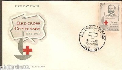 India 1963 Henry Dunet Red Cross Centenary Emblem Phila- 383 FDC