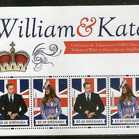 Grenada 2011 Royal Wedding Prince William & Kate M/s of 4 Flag MNH # 6157