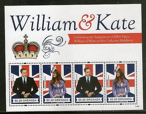 Grenada 2011 Royal Wedding Prince William & Kate M/s of 4 Flag MNH # 6157