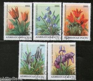 Azerbaijan 1993 Flowers Tree Plant Flora Sc 379-83 5v set Cancelled # 13157