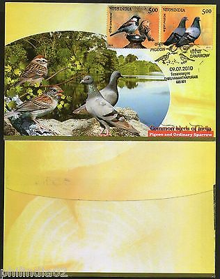 India 2010 Pigeon & Sparrow Birds Animals Fauna Private FDC # 6596